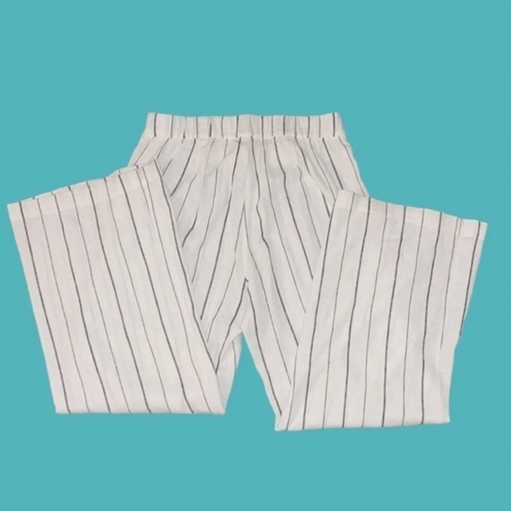 GAP Black and White High Rise Line ‎ Wide Leg Stripe Pant Size 14